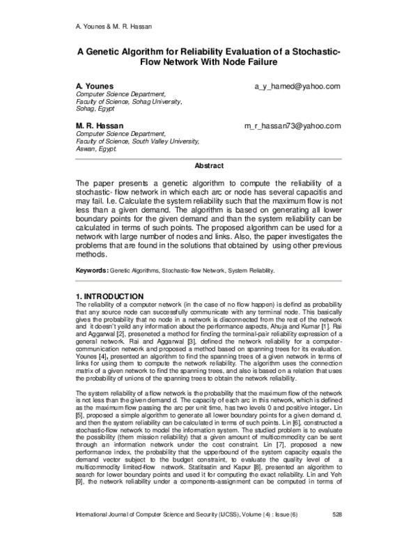 (PDF) A Genetic Algorithm for Reliability Evaluation of a Stochastic ...
