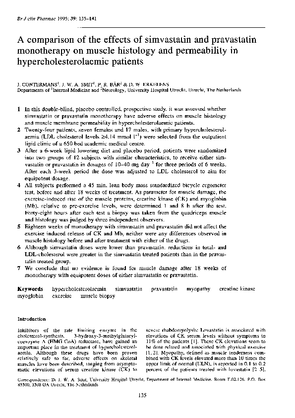 (PDF) A comparison of the effects of simvastatin and pravastatin ...
