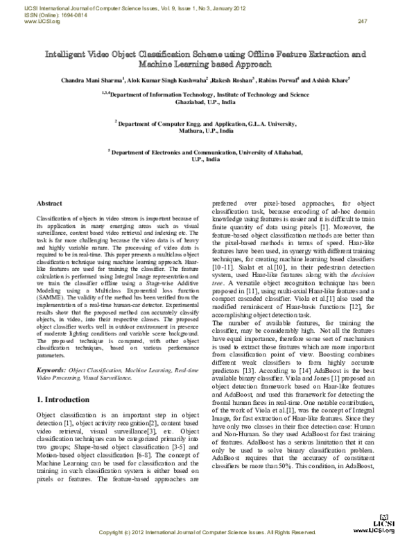 (PDF) Intelligent Video Object Classification Scheme using Offline ...