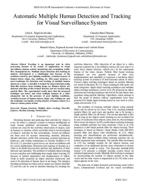 (PDF) Automatic multiple human detection and tracking for visual ...
