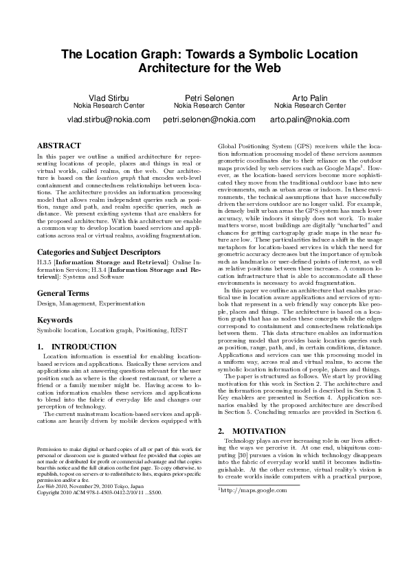 (PDF) The location graph: towards a symbolic location architecture for ...