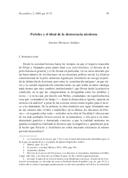 (PDF) Pericles Y El Ideal De La Democracia Ateniense