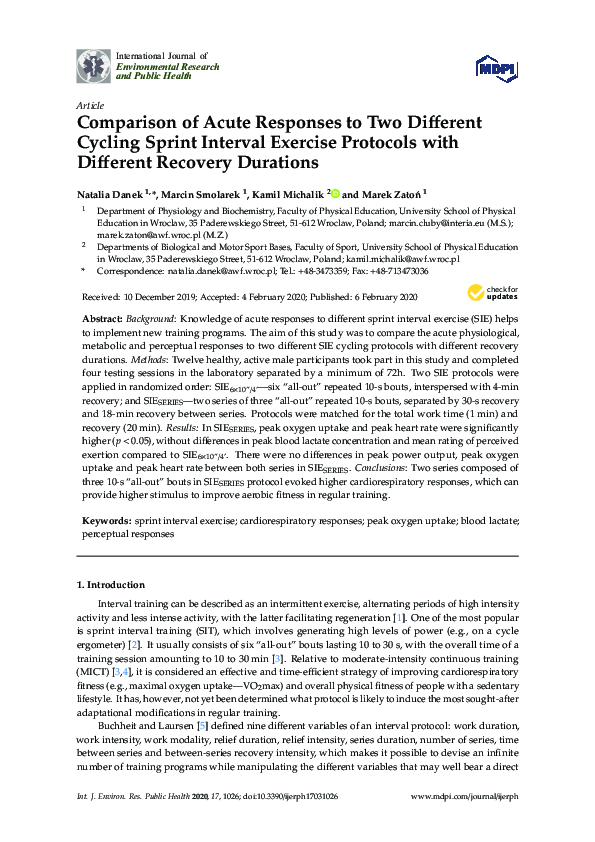 (PDF) Comparison of Acute Responses to Two Different Cycling Sprint ...