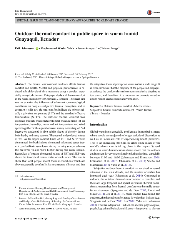 (PDF) Outdoor thermal comfort in public space in warm-humid Guayaquil ...