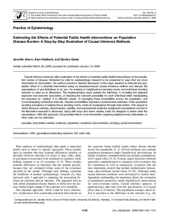 (PDF) Estimating the Effects of Potential Public Health Interventions ...