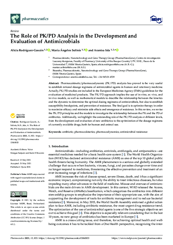 (PDF) The Role of PK/PD Analysis in the Development and Evaluation of ...