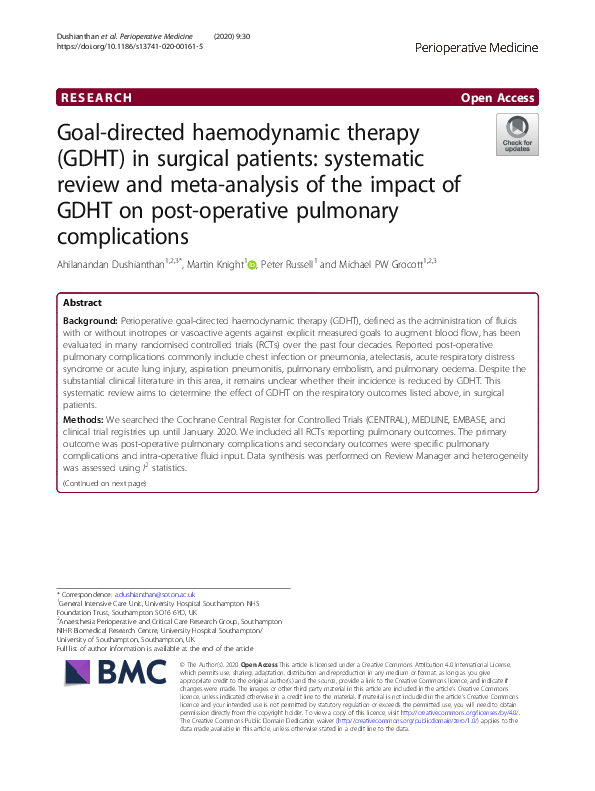 (PDF) Goal-directed haemodynamic therapy (GDHT) in surgical patients ...