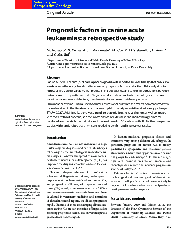 (PDF) Prognostic factors in canine acute leukaemias: a retrospective study