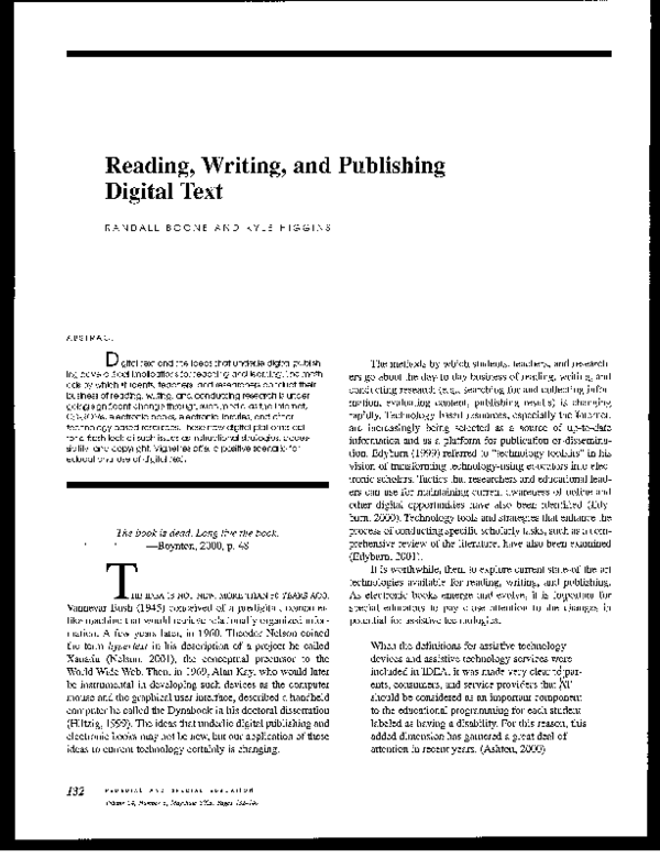 (PDF) Reading, writing, and publishing digital text