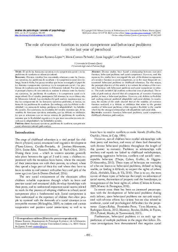 (PDF) The role of executive function in social competence and ...