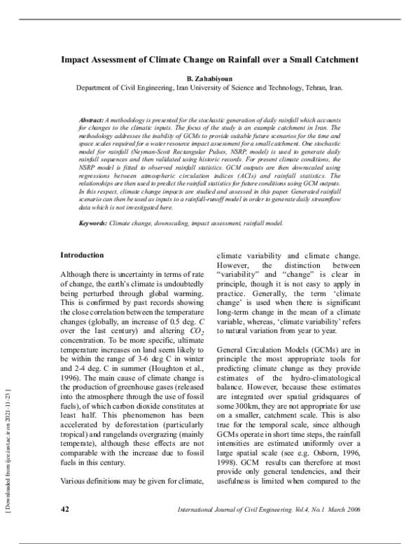 (PDF) Impact Assessment of Climate Change on Rainfall over a Small ...