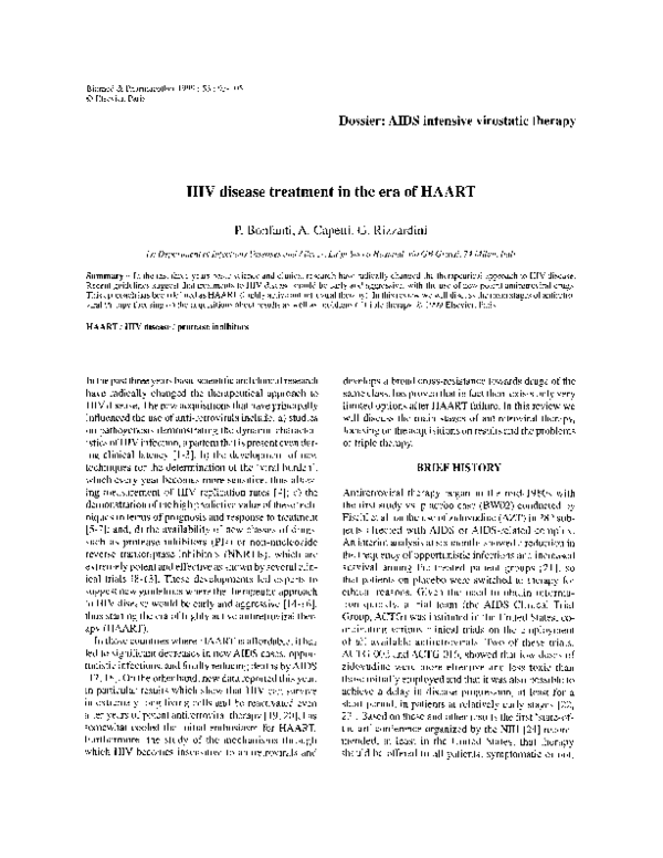 (PDF) HIV disease treatment in the era of HAART