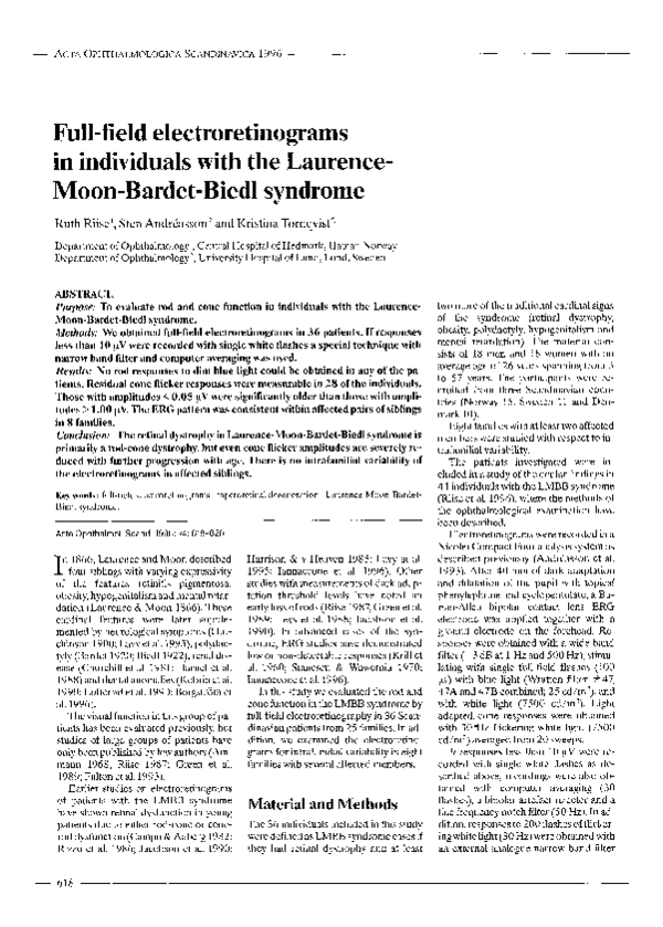 (PDF) Full-field electroretinograms in individuals with the Laurence