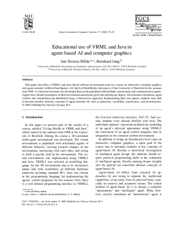 (PDF) VRML and Java for AI in Computer Graphics