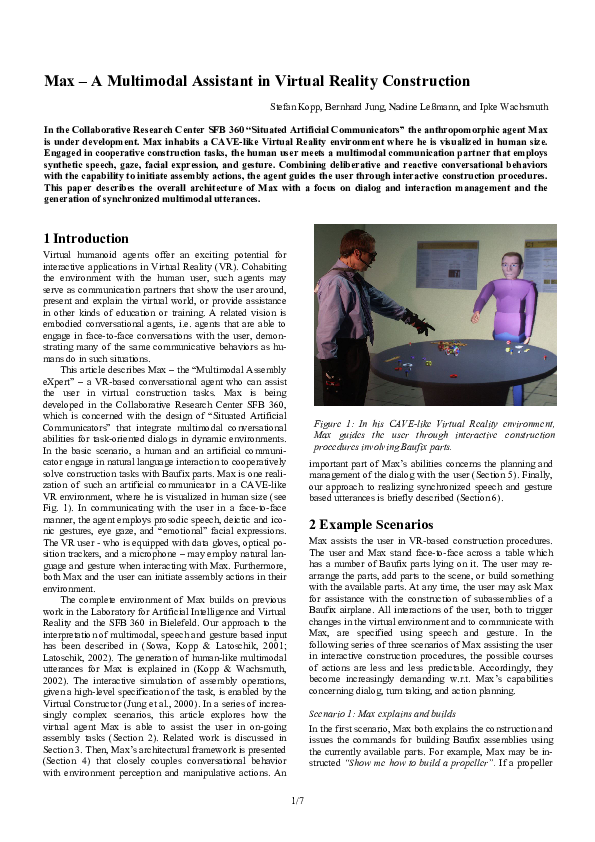 (PDF) Max - A Multimodal Assistant in Virtual Reality Construction