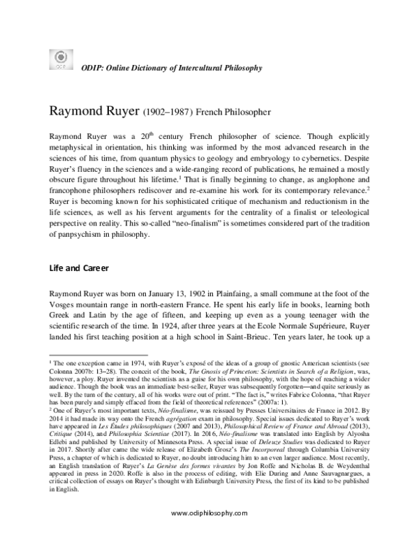 (PDF) Raymond Ruyer