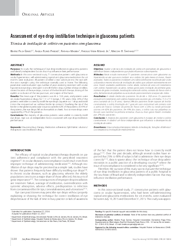 (PDF) Assessment of eye drop instillation technique in