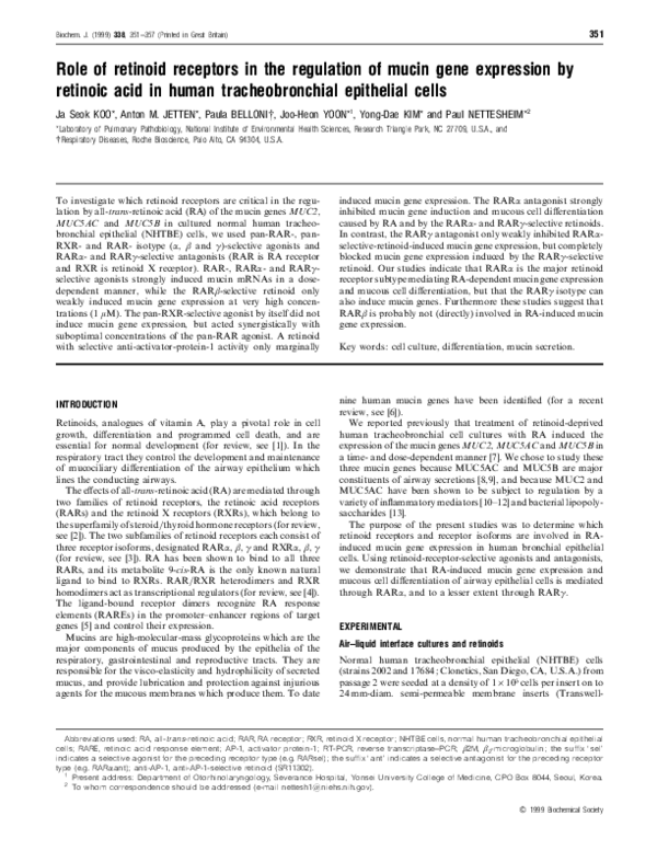(PDF) Role of retinoid receptors in the regulation of mucin gene ...
