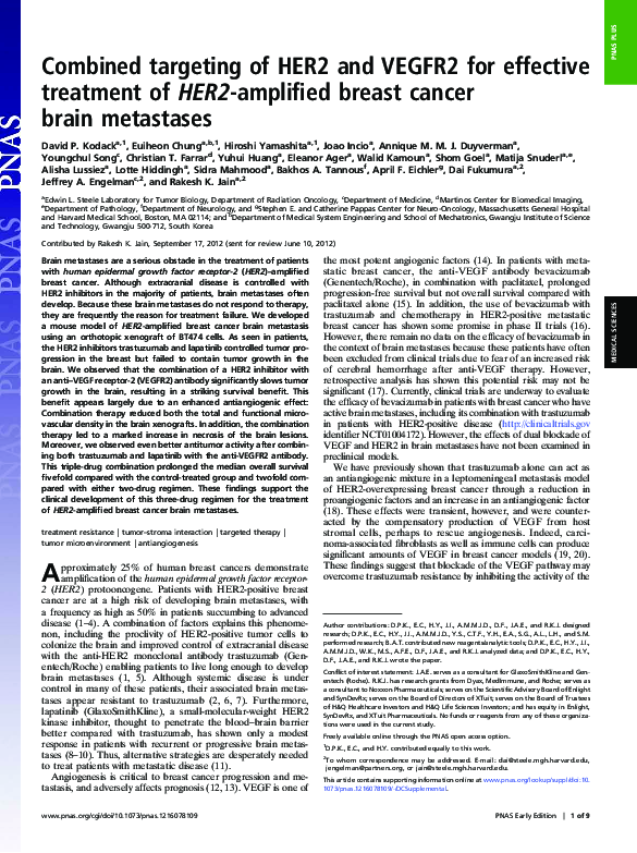 (PDF) Combined targeting of HER2 and VEGFR2 for effective treatment of ...