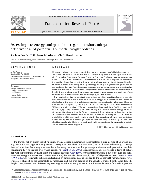 (PDF) Assessing the energy and greenhouse gas emissions mitigation ...
