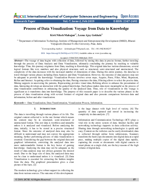(PDF) Process of Data Visualization Voyage from Data to Knowledge
