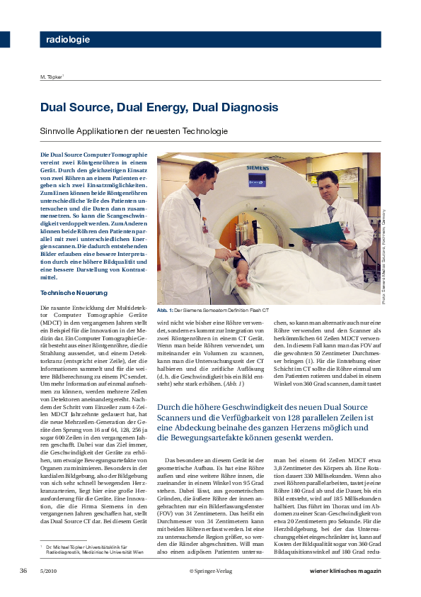 (PDF) Dual Source, Dual Energy, Dual Diagnosis