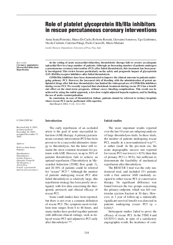 (PDF) Role of platelet glycoprotein IIb/IIIa inhibitors in rescue ...