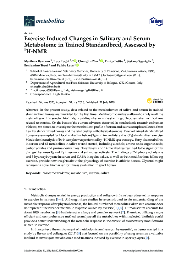 (PDF) Exercise Induced Changes in Salivary and Serum Metabolome in ...