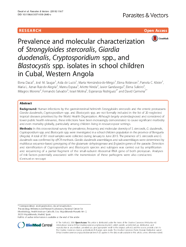 (PDF) Prevalence and molecular characterization of Strongyloides ...