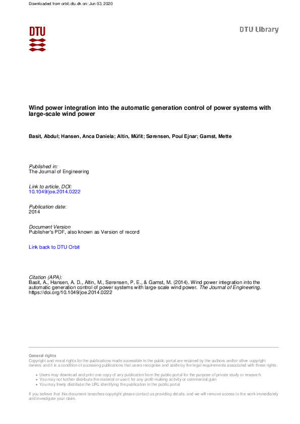 (PDF) Wind power integration into the automatic generation control of ...