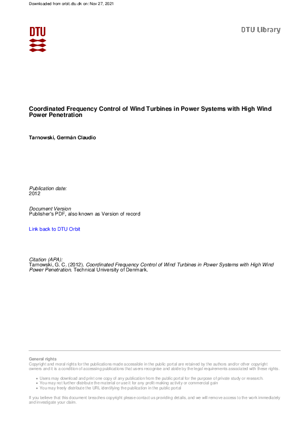 (PDF) Coordinated frequency control of wind turbines in power systems ...