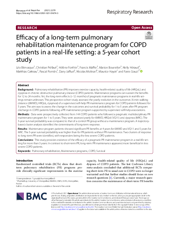 (PDF) Efficacy of a long-term pulmonary rehabilitation maintenance ...