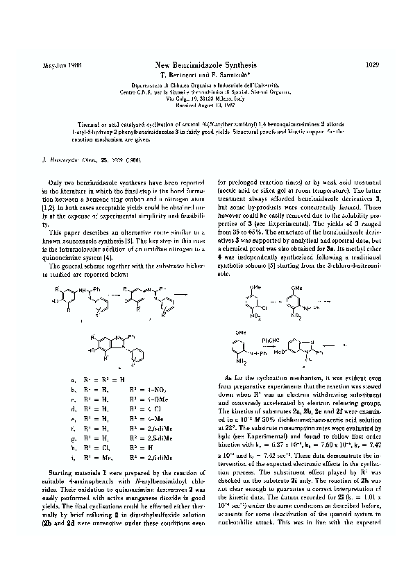 (PDF) New benzimidazole synthesis