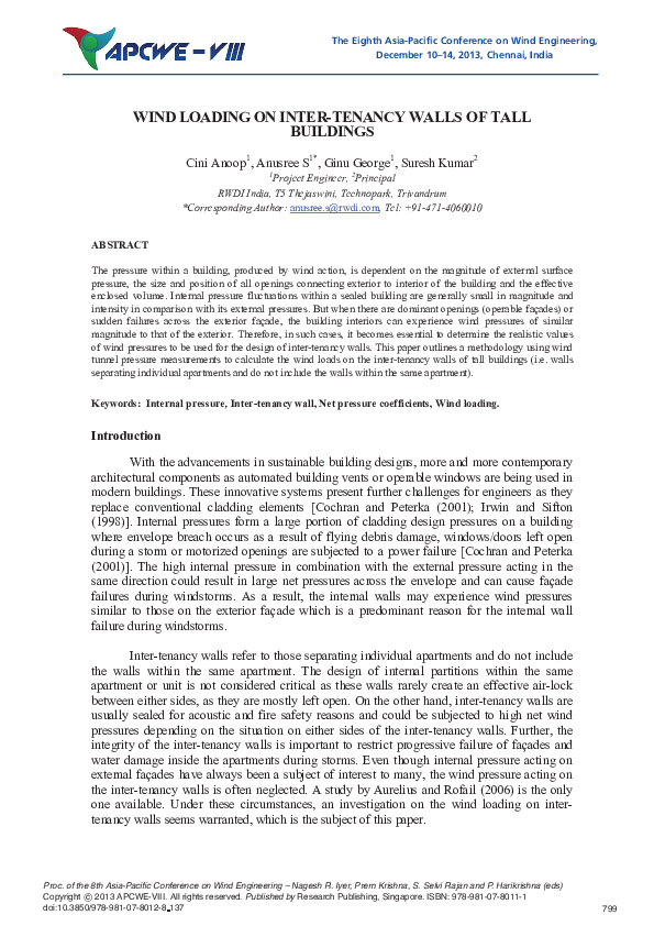 (PDF) Wind Loading on Inter-Tenancy Walls of Tall Buildings