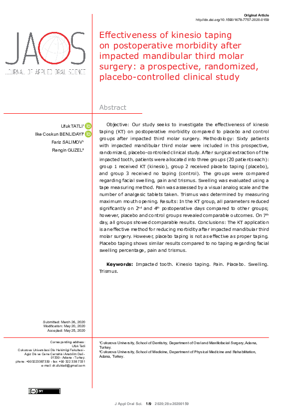 (PDF) Effectiveness of kinesio taping on postoperative morbidity after