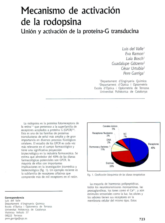 (PDF) Mecanismo de activación de la rodopsina: unión y activación de la ...