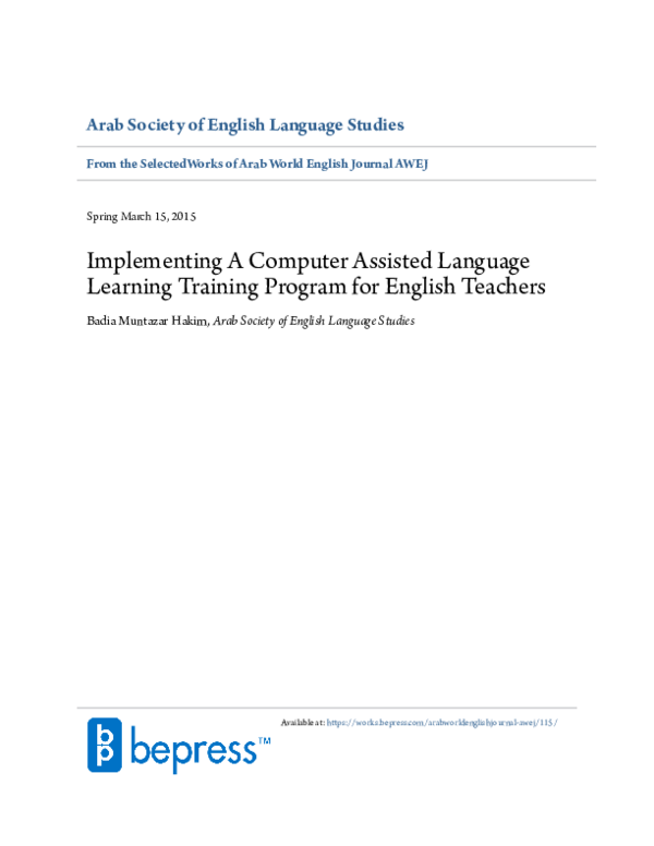 (PDF) Implementing a Computer Assisted Language Learning Training ...
