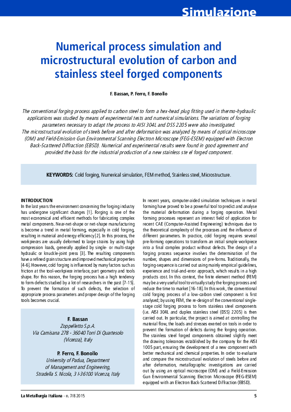 (PDF) Numerical process simulation and microstructural evolution of ...
