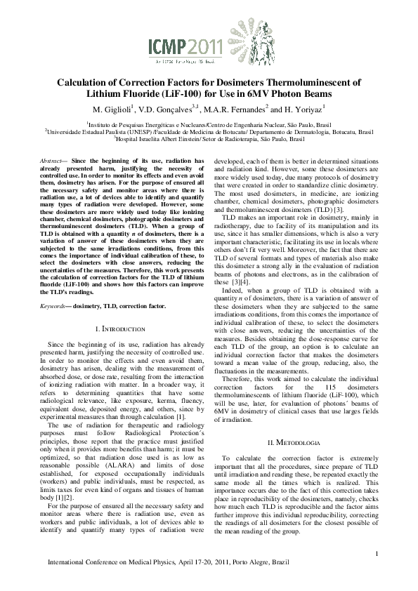 (PDF) Calculation of Correction Factors for Dosimeters ...