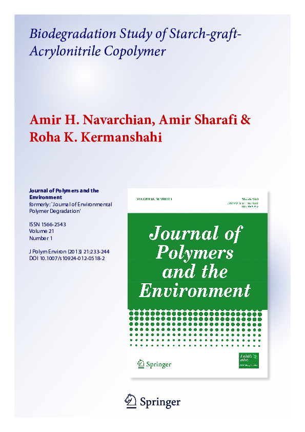 (PDF) Biodegradation Study of Starch-graft-Acrylonitrile Copolymer