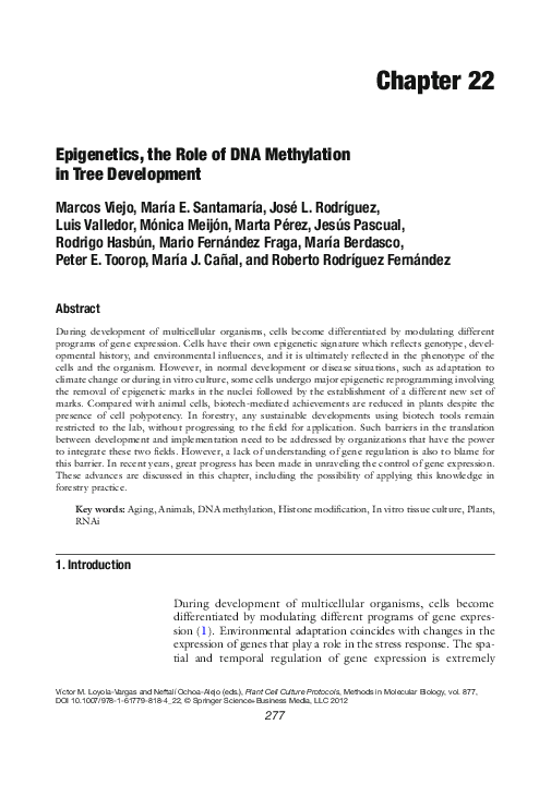 (PDF) Epigenetics, the Role of DNA Methylation in Tree Development