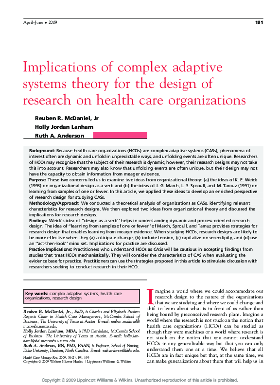 (PDF) Implications of complex adaptive systems theory for the design of ...
