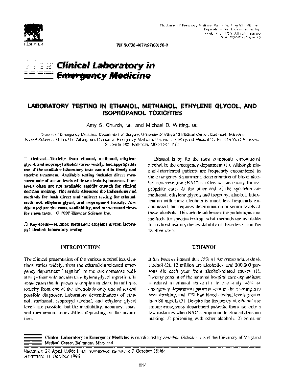 (PDF) Laboratory testing in ethanol, methanol, ethylene glycol, and ...