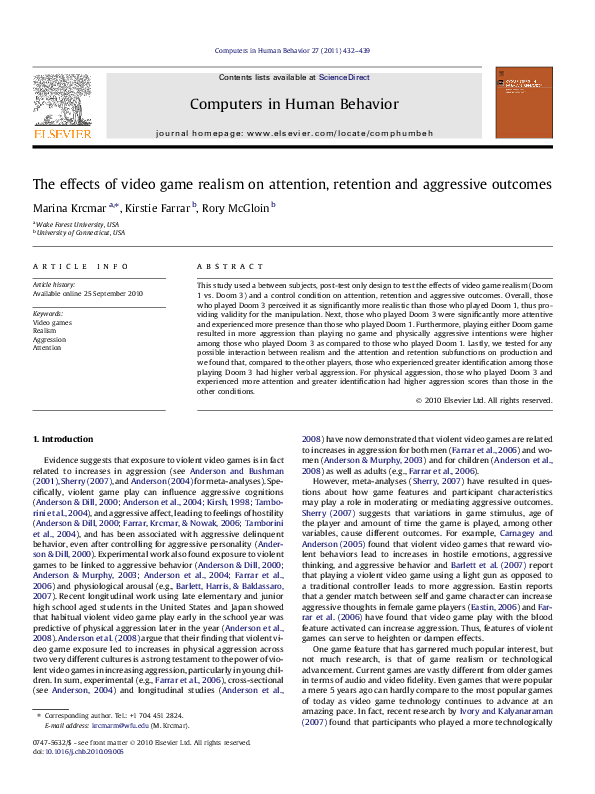 (PDF) The effects of video game realism on attention, retention and ...