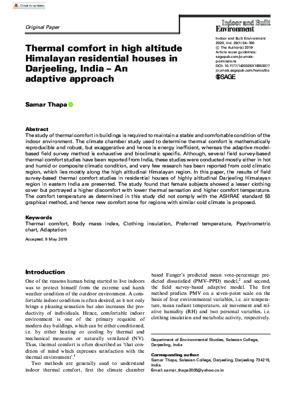 (PDF) Thermal comfort in high altitude Himalayan residential houses in ...