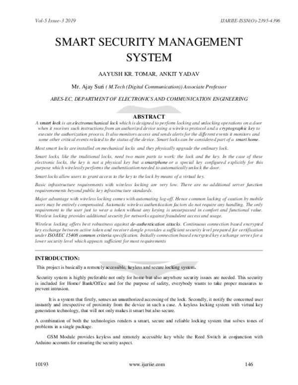 (PDF) Smart Security Management System