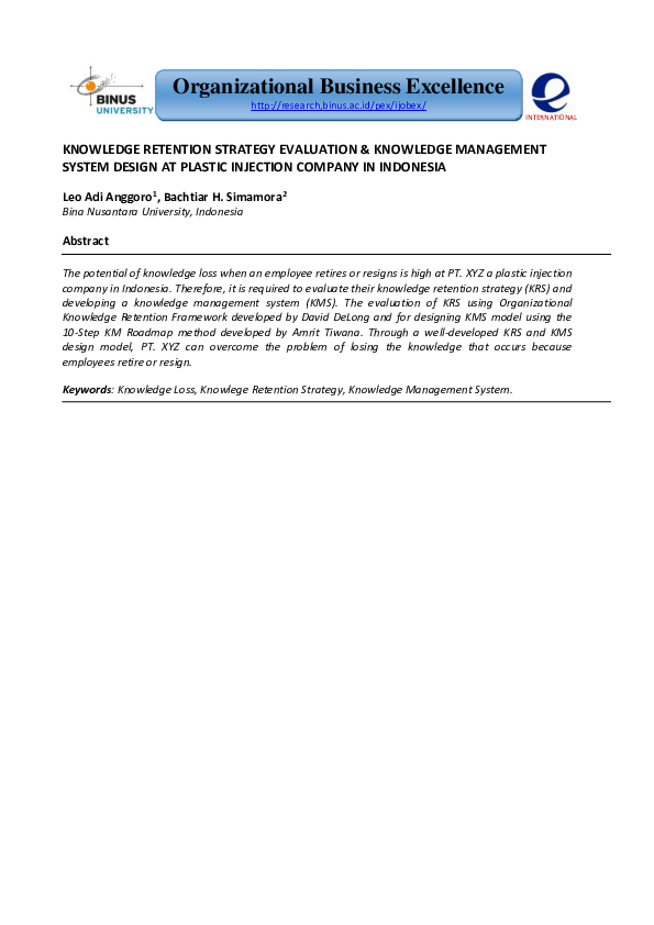 (PDF) Knowledge Retention Strategy Evaluation Knowledge Management