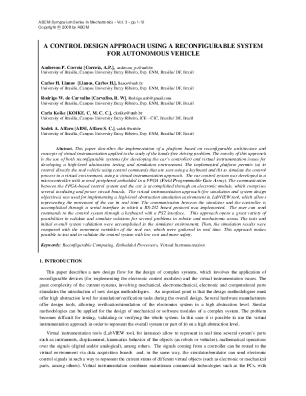 (PDF) A Control Design Approach Using a Reconfigurable System for ...