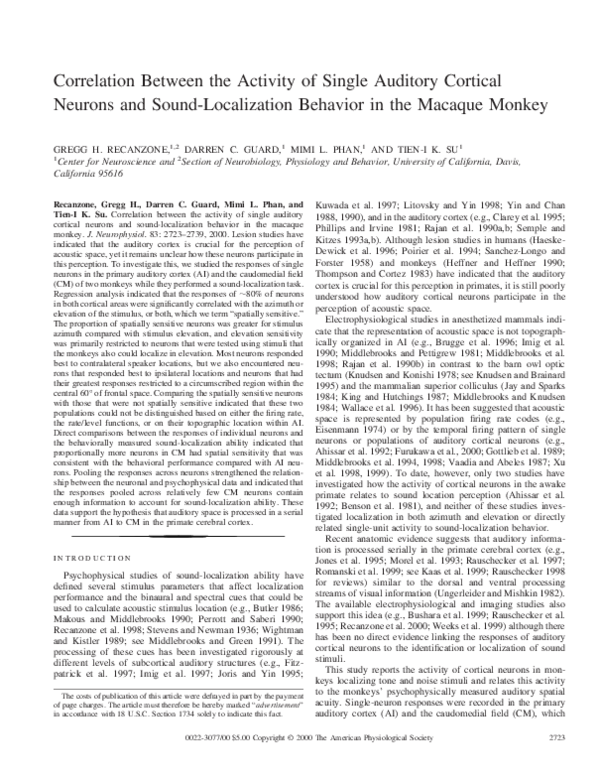(PDF) Correlation between the activity of single auditory cortical ...
