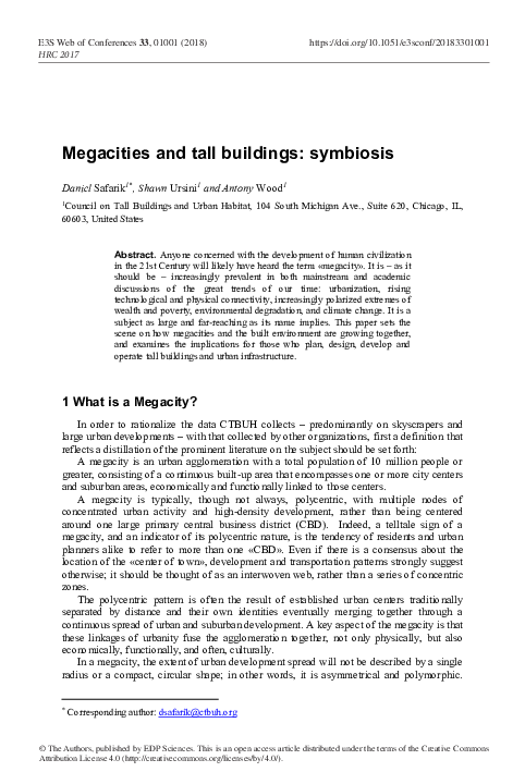 (PDF) Megacities and tall buildings: symbiosis
